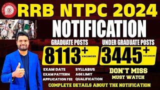 RRB NTPC 2024 NOTIFICATION | 11550+ VACANCIES | RRB NTPC 2024 | CHANDAN LOGICS