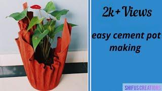 how to make simple cement pot | shifus creations