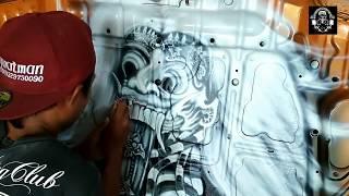 BELAJAR AIRBRUSH LEAK BALI di kap mesin honda civic // step by step // PONDOH CUSTOM