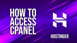 How To Access Cpanel Hostinger Tutorial