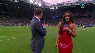 Alex Scott hosting Soccer Aid wearing YSL latex dress