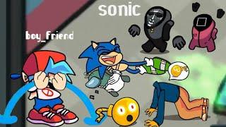 Friday Night Funkin - Sonic babysitting Mini Crewmate - FNF Mod Squad Game Among us Ep1