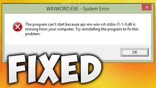 How To Fix Api-ms-win-crt-stdio-l1-1-0.dll Is Missing From Your Computer | Microsoft Office Error