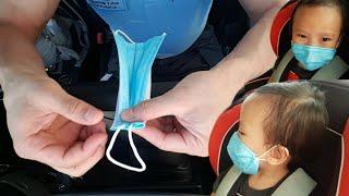 How to make an adult facemask fit a child's face. | Modified surgical mask for children.