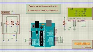 Accelerometer adxl335 Lcd  using Arduino & simulation proteus