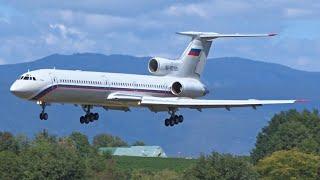 Russian Air Force Tupolev 154M landing & takeoff at Geneva/GVA/LSGG