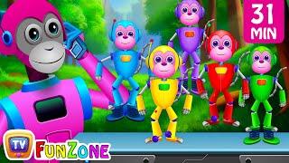 Five Little Monkeys - The Robot Monkeys + More ChuChu TV Funzone Nursery Rhymes & Toddler Videos