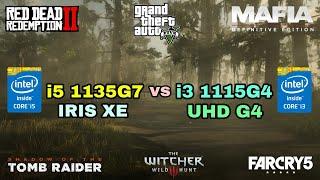 (i5 1135G7) Intel Iris Xe Graphics vs (i3 1115G4) Intel UHD Graphics G4 Gaming Test ! 2021