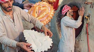 AFGHANI BREADS LOAF | Bake BIG Designing Loaves of Bread ROTI in Tandoor | Pakistani Street Food