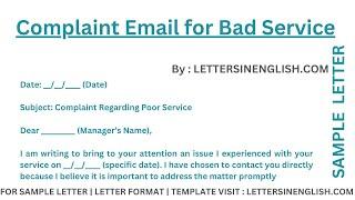 Complaint Email for Bad Service – How to write Complaint Email for Poor Service