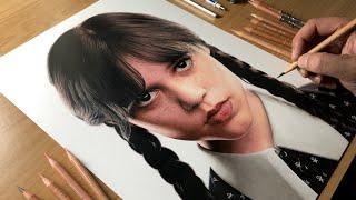 Drawing Wednesday Addams (Jenna Ortega) - Time-lapse | Artology