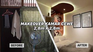 SMALL BEDROOM MAKEOVER (2,8m x 2,8m) | Dekor kamar sempit untuk cewe