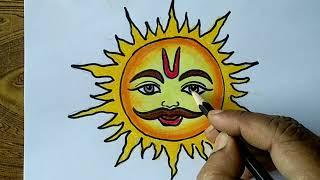 Lord Sun God drawing | Surya dev drawing easy | Holy Drawings - Surja Debata