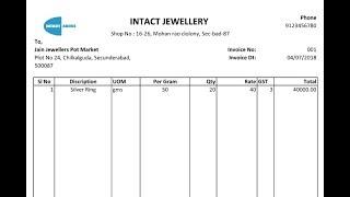 How To Create GST Invoice In Excel Template Format For Jewellery  In Hindi - Intact Abode