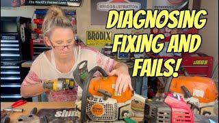 A Typical Day At My Small Engine Repair Shop! Diagnosing, Fixing and Fails Episode!