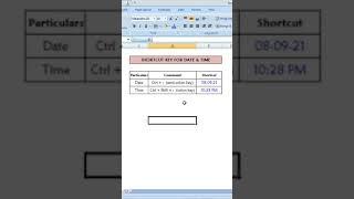 Shortcut Key for current DATE & TIME in excel #shorts