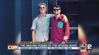 Friends send messages to teen paralyzed in freak accident