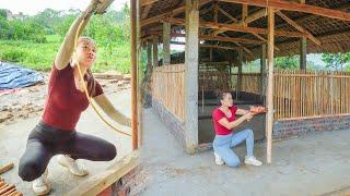 Building Chicken Farm - Use Many Round Wooden Bars To Create Beautiful Wall For The Chicken Coop