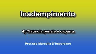 Inadempimento 4) Clausola penale e caparra