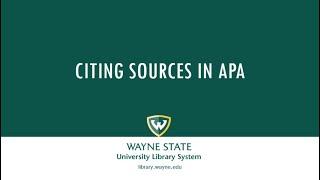 Citing Sources in APA Format