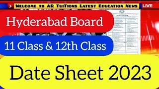 Hyderabad board intermediate date sheet 2023 - bise Hyderabad 11th & 12th class date sheet 2023