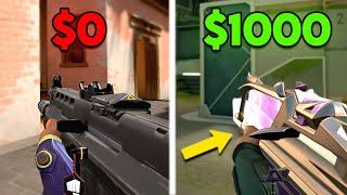 $0 VS $1000 SKIN INVENTORIES in Valorant... WHO WINS?!