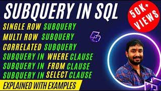 Subquery in SQL || SQL Subquery tutorial with examples