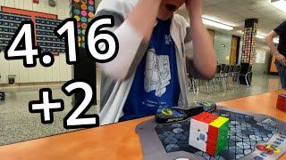 4.16 +2 Official 3x3 Solve, 5.42 Average (5.07 w/o +2)