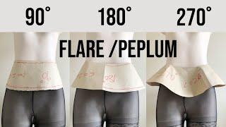 How To Cut 90 Degrees, 180 Degrees and 270 Degrees Flare/Peplum