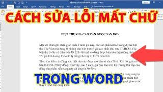 Cách sữa lỗi mất chữ trong word