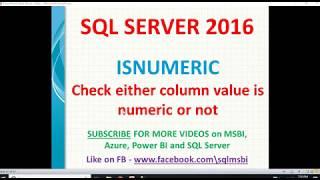 Isnumeric function in sql | check row contains only numerical data in sql