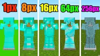 minecraft in 1px vs 8px vs 16px vs 64px vs 256px