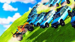 We Battled the Infinite Car Avalanche Mountain in BeamNG Multiplayer!