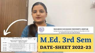 MDU M.Ed. 3rd Semester Date-sheet 2022 December Exams