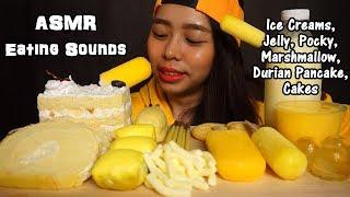 ASMR Yellow Foods (Ice Cream, Cakes, Durian Pancake, & MORE) | Eating Sounds | No Talking