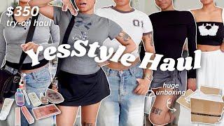 $350 YesStyle try-on haul : aesthetic clothes, kbeauty, trendy *cute, coquette + acubi*