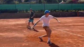 Tennis - JO - Paris 2024 - Jannik Sinner preparing for the upcoming Olympics with Kei Nishikori