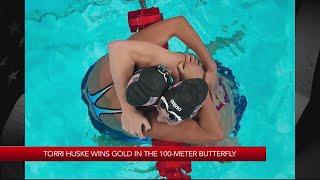 Stanford's Torri Huske wins gold in 100M butterfly