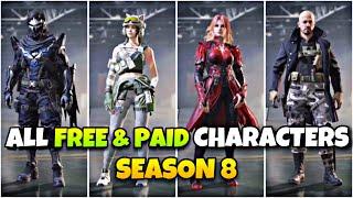 Cod Mobile Season 8 All Free & Paid Characters | Battle Pass Skins Season 8 CODM Leaks