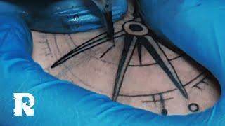 Tattoo Real-Time Video Compass tattoo using 3 round liner