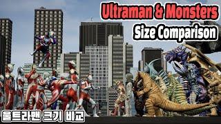Ultraman Size Comparison 3d animation (울트라맨 크기 비교) (feat. monsters)