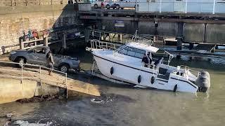 Successful boat launch, Ventnor, Isle of Wight