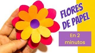 Como hacer flores de papel fáciles /Easy paper flowers /flores de papel en 2minutos!