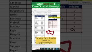 Subtotal + Vlookup #youtube #exceltraining #microsoftexcel #motivation #shortvideo @XploreAnalytics