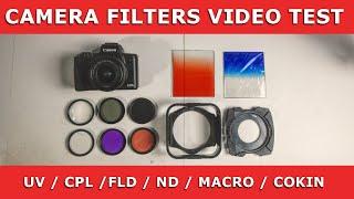 CAMERA FILTERS VIDEO TESTING / UV / CPL / FLD / ND / MACRO / COKIN