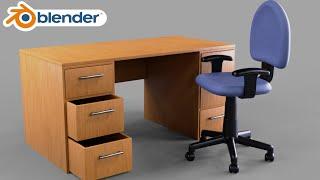 Realistic Office Desk and Chair (Blender Tutorial)