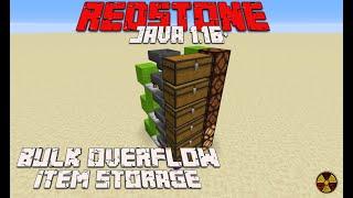 Bulk Overflow Item Storage Tutorial | Minecraft Redstone Java 1.16+ | Minecraft Storage Systems