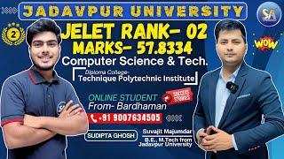 JELET 2024 Exam Rank GMR 2 | Jadavpur University | Department CST Sudipta Ghosh from Bardhaman