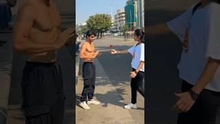 Girls reaction #rizwanlifestyle #publicreaction #girlsrection #viral #shirtless #trending