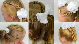 5 Easy 5-MINUTE Back to School Hairstyles with BOW. Braided QUICK and EASY hairstyles #1